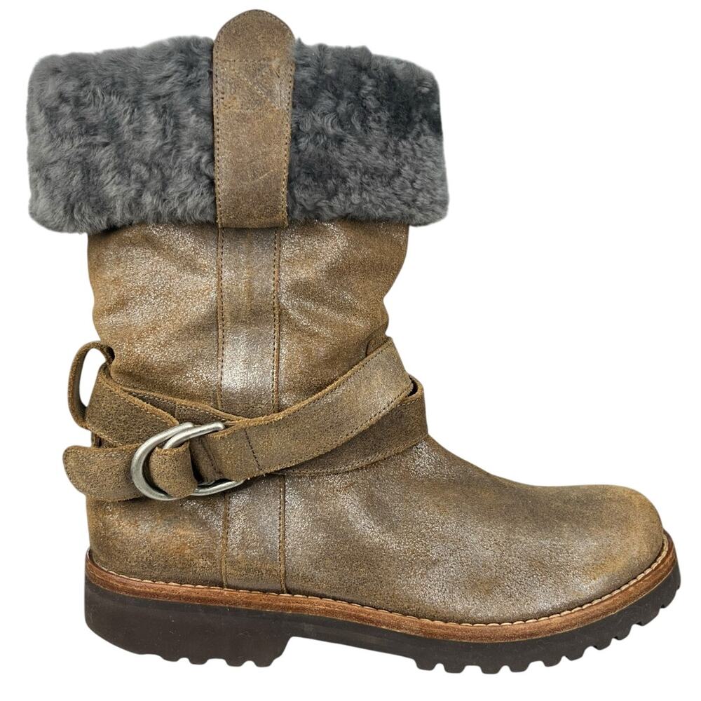 Brunello Cucinelli Women’s Brown Hi Sheen Cuffed Winter Boot Size US 10